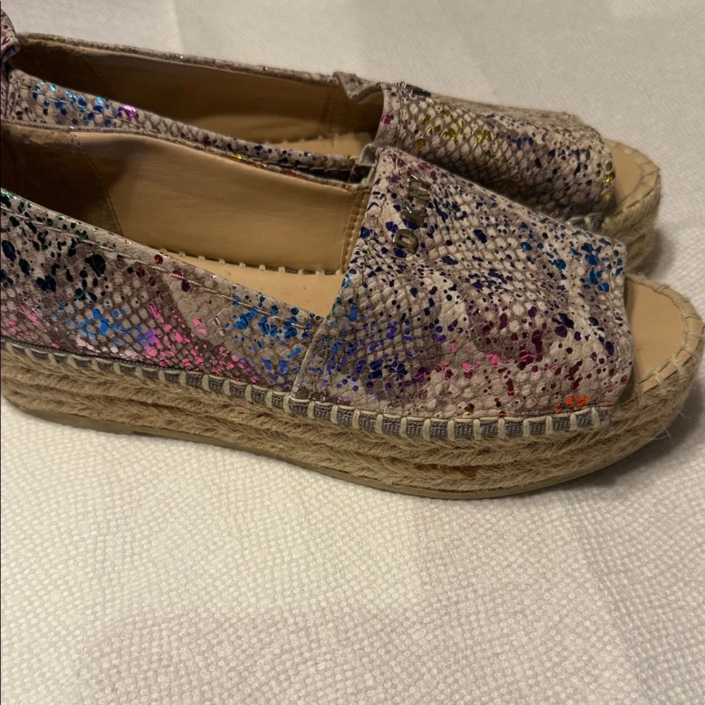DKNY Multicolor Sequin Espadrille Wedges